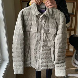 NWT $1,695 Ralph Lauren Purple Label Suede Down Leather Jacket Size S Gray